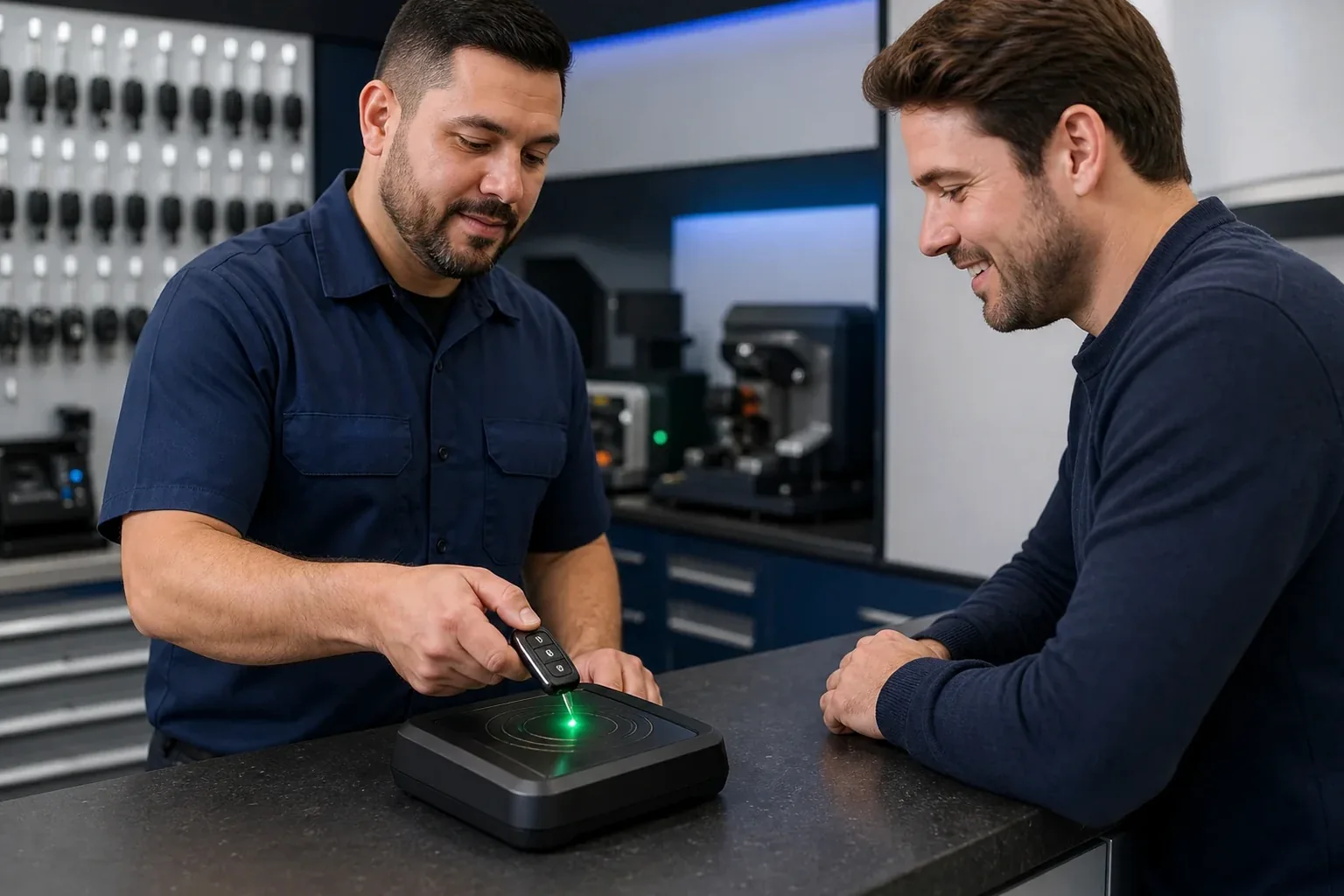 Chaveiro programando chave de controle em São José dos Pinhais.